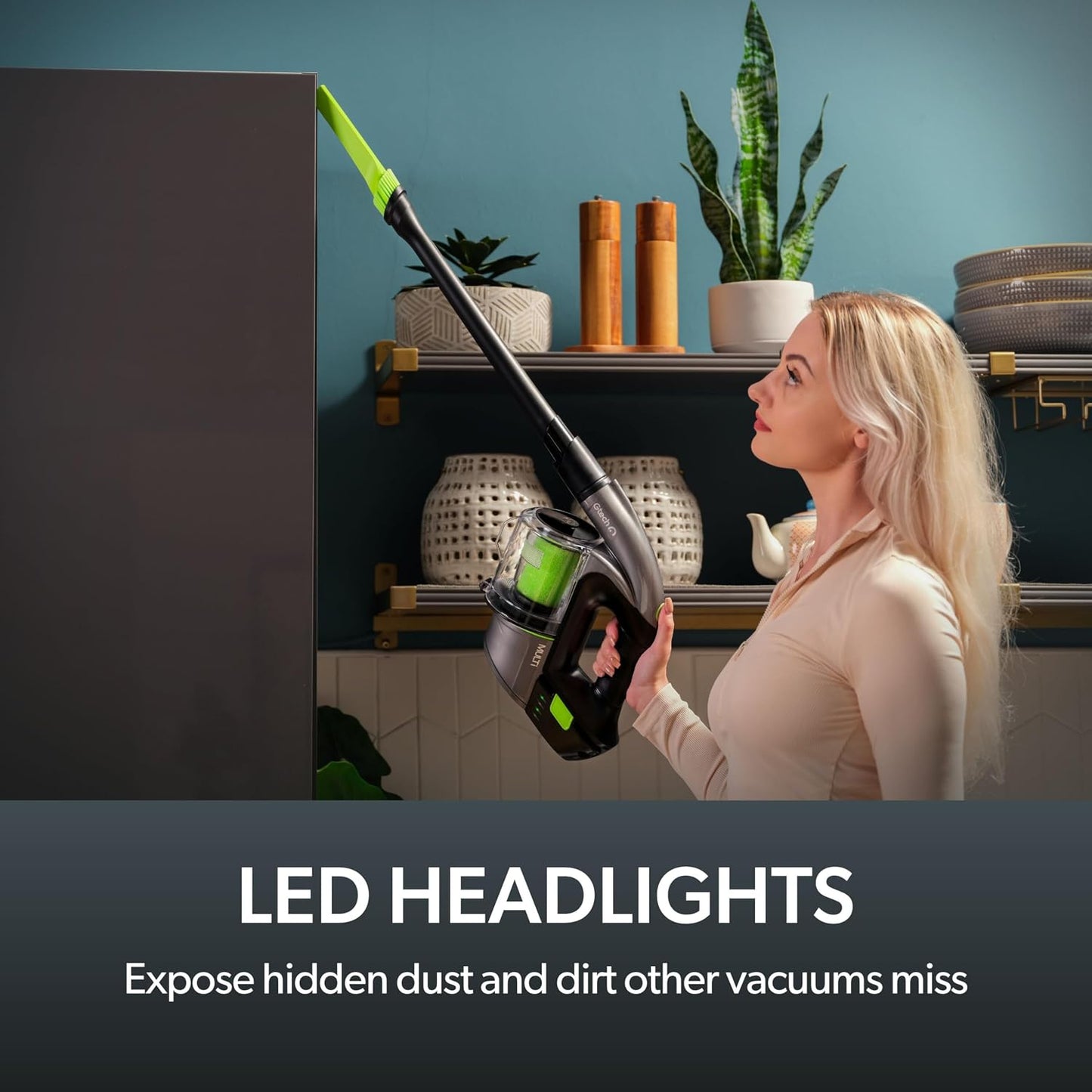 Cordless Handheld Vacuum Cleaner 22V 20-Minute Runtime Grey/Green/Black