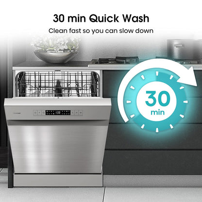 Freestanding Dishwasher 13 Place Settings 6 Programs 47dB Silver