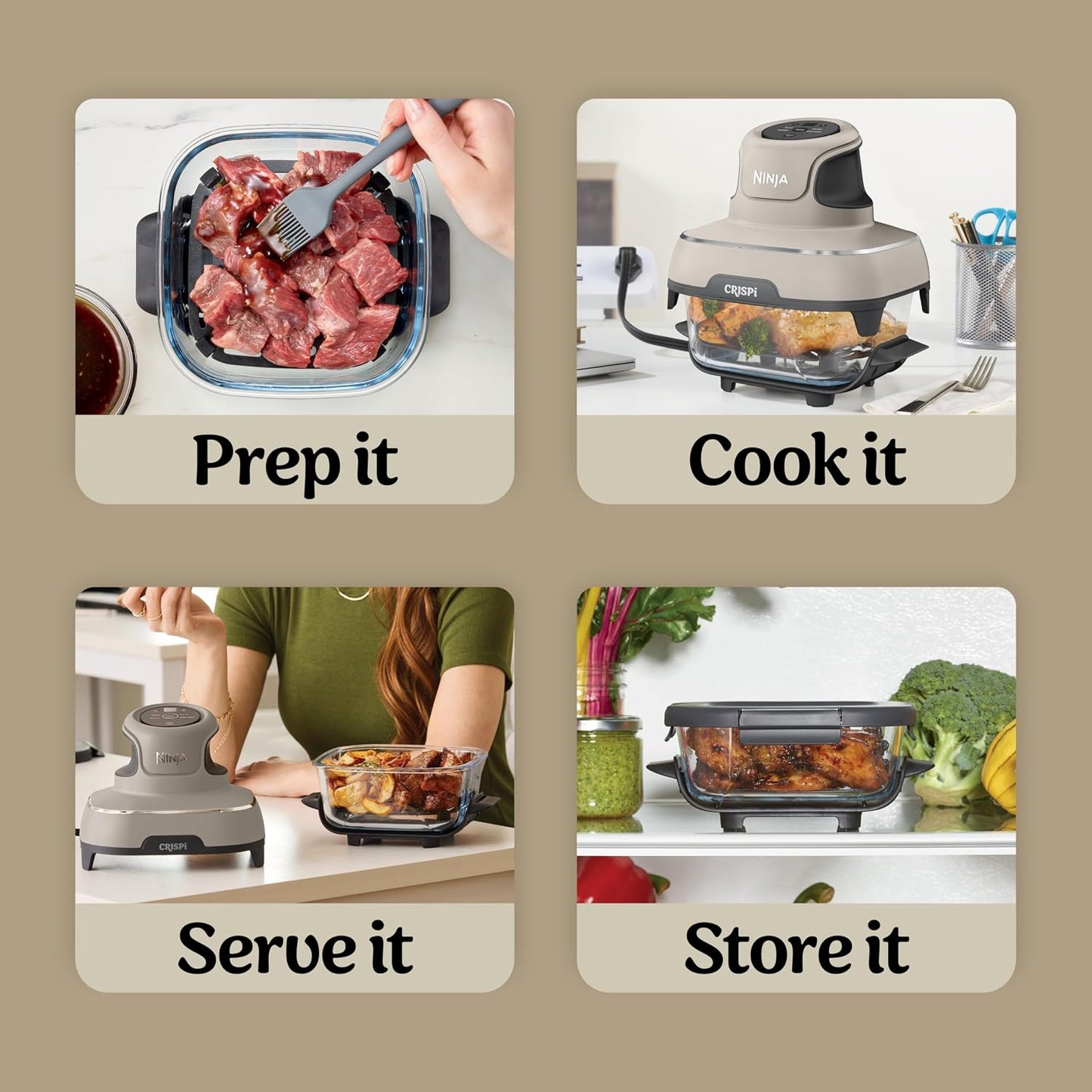 Portable Air Fryer 3.8L 1700W 4 Functions Stone