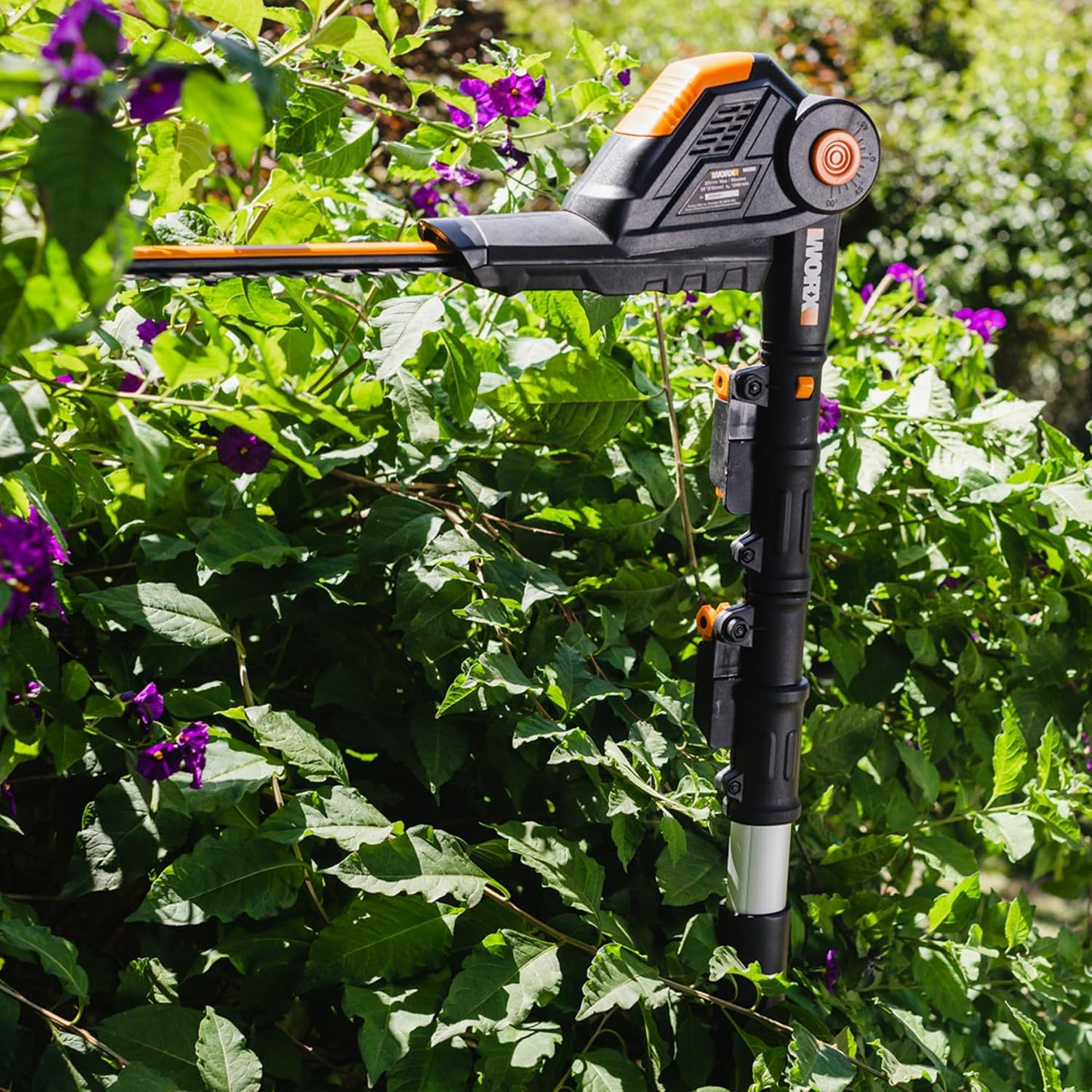 Cordless Pole Hedge Trimmer 45cm 3.2m Reach 10-Position Head Black