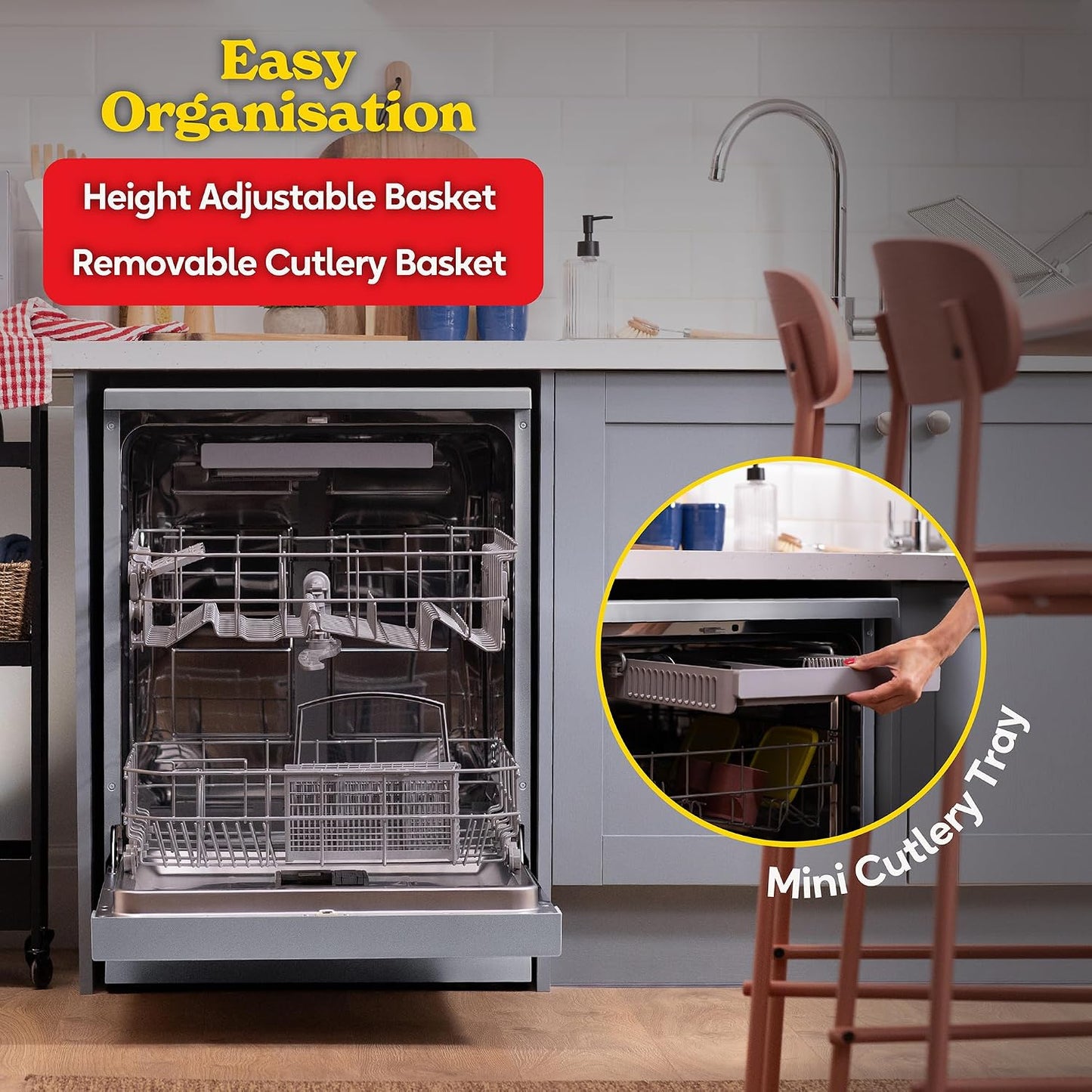 Freestanding Dishwasher 14 Place Settings 60cm Stainless Steel