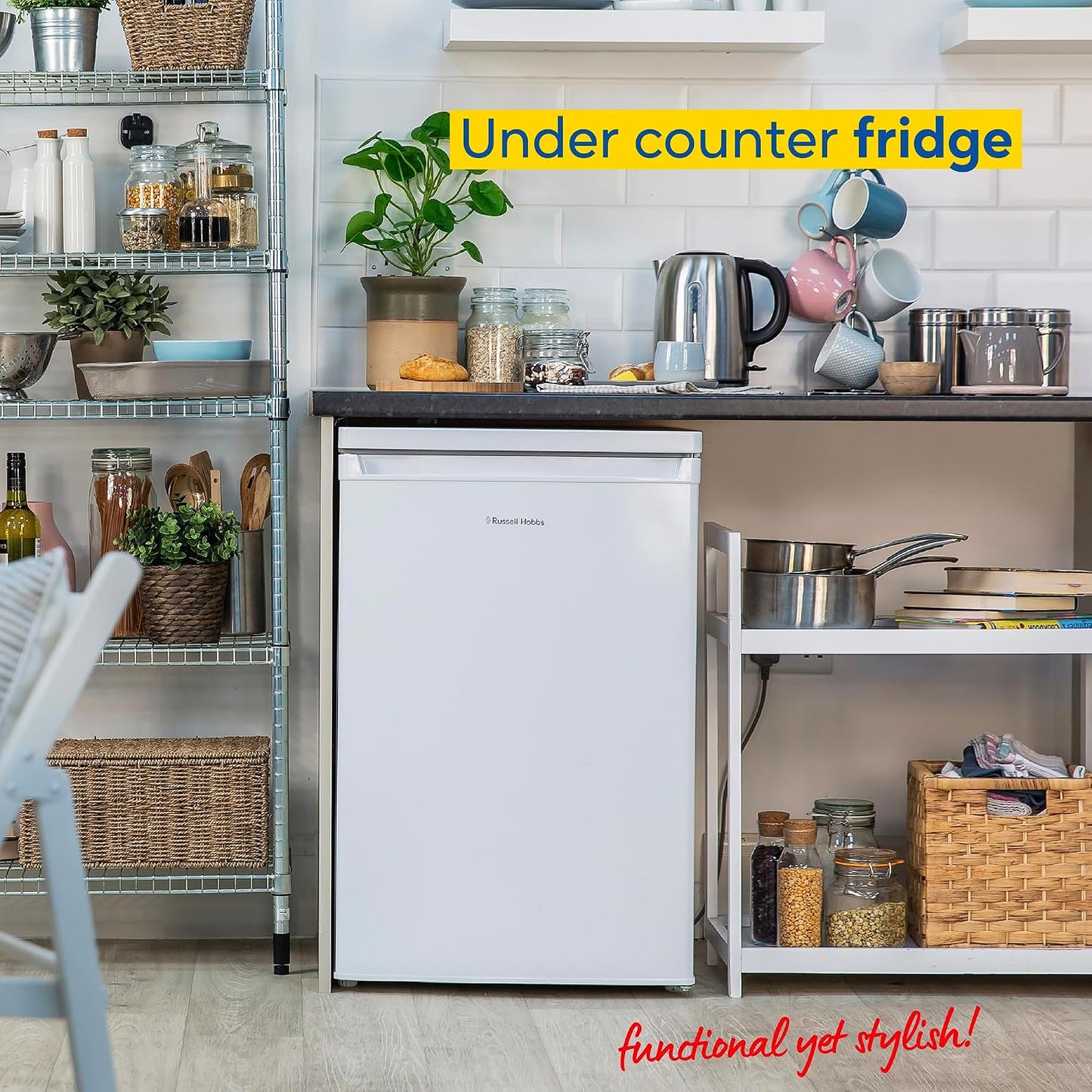 Under Counter Larder Fridge 127L Adjustable Thermostat White Reversible Door