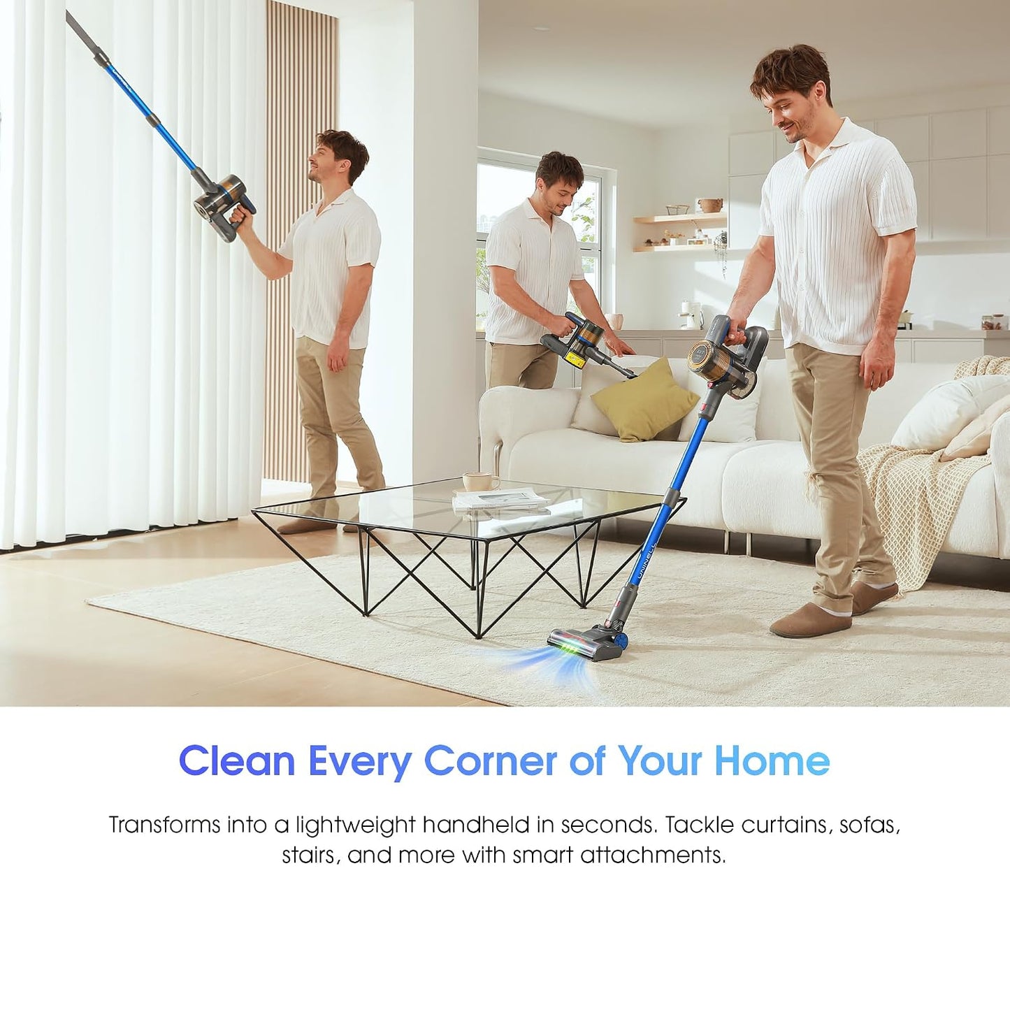 Stick Vacuum Cleaner 45Kpa 450W 60Min Runtime Anti-Tangle Silver
