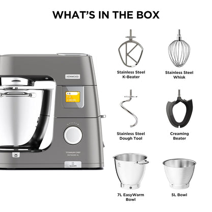 Stand Mixer 7L 5L 1400W 6 Speeds Touch Screen Silver