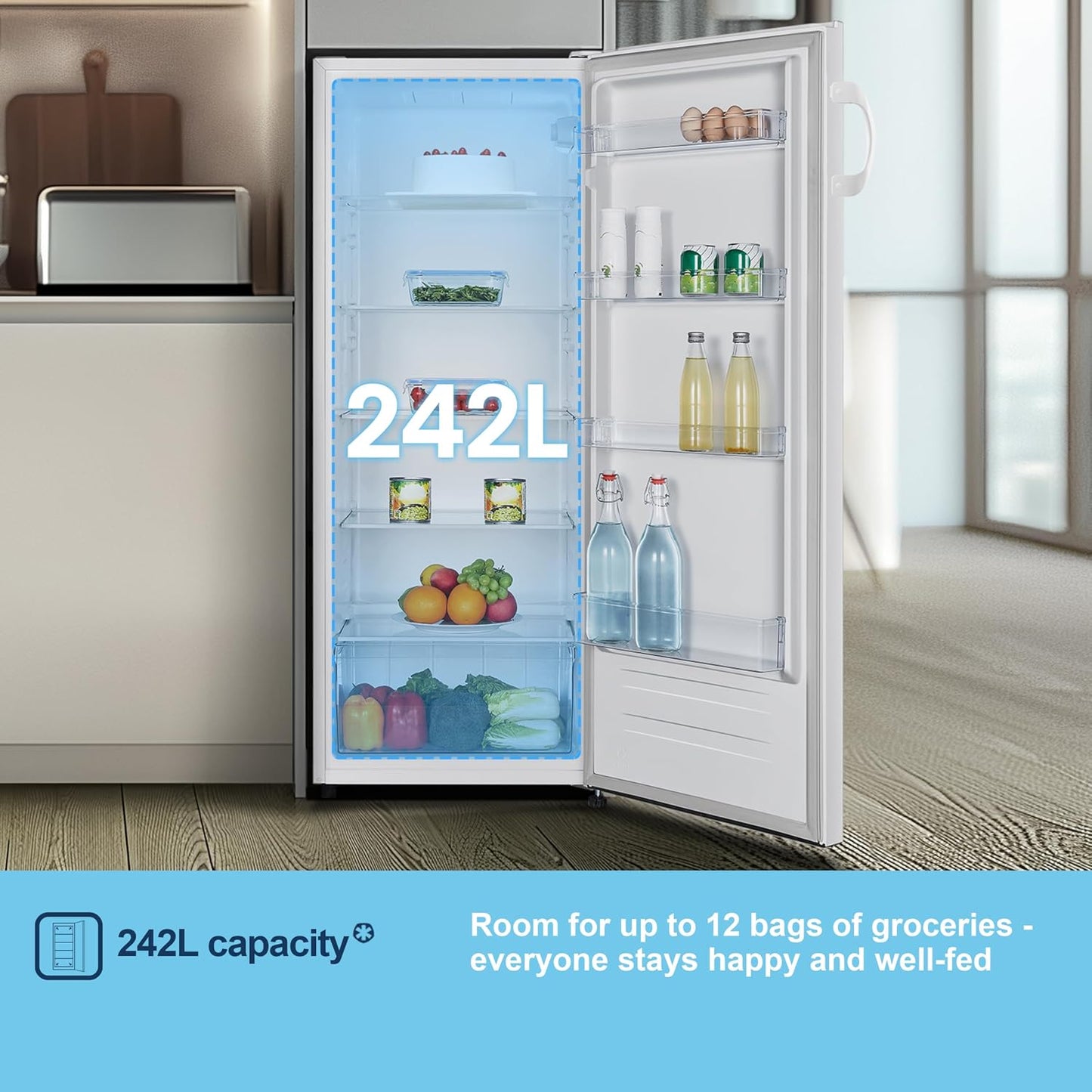 Freestanding Larder Fridge 242L 55cm White E Rated