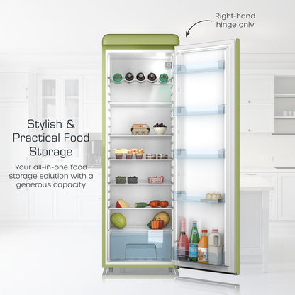 Tall Larder Fridge 337L 5 Shelves Frost Free Green