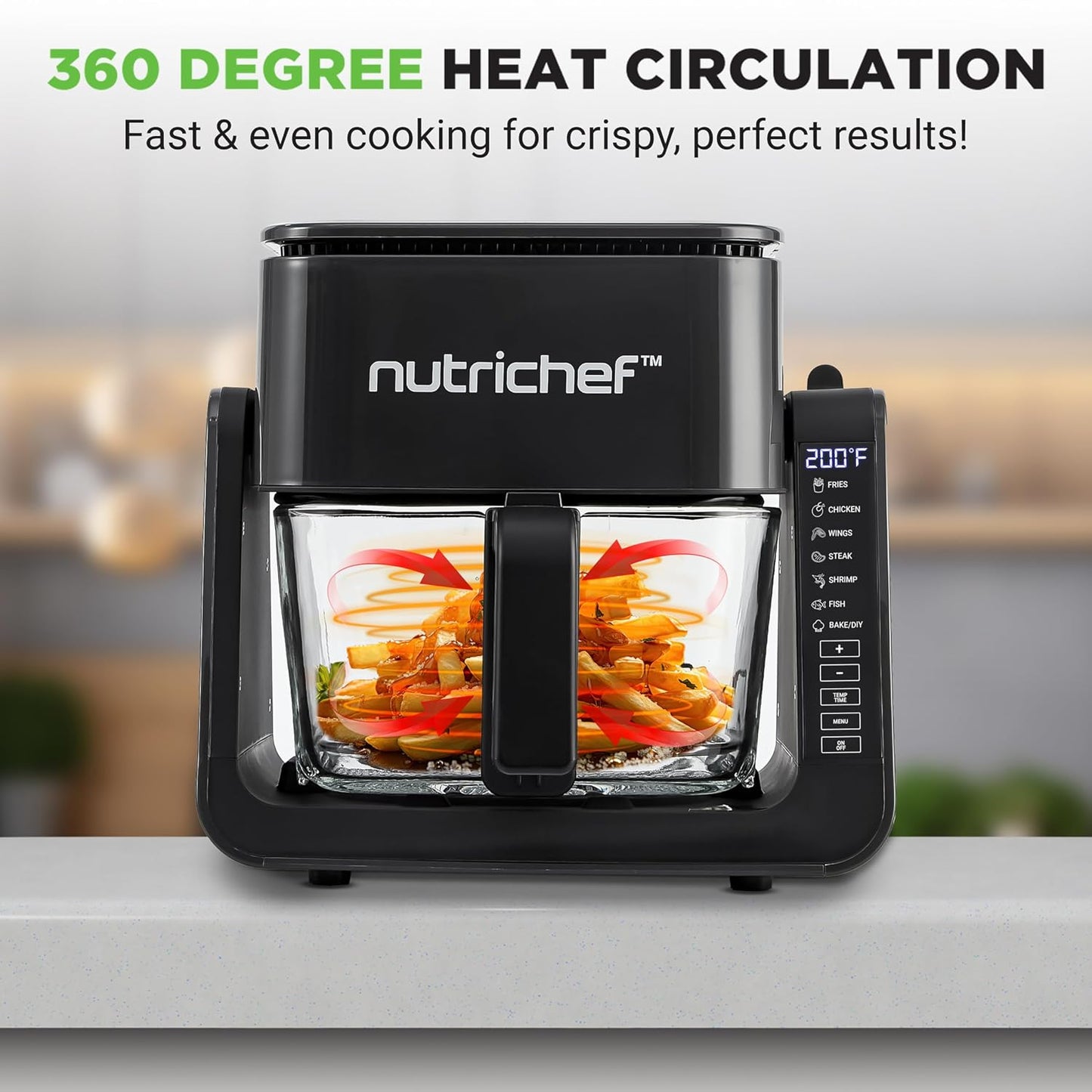Air Fryer and Grill 4L 7-in-1 Preset Cook Modes Black