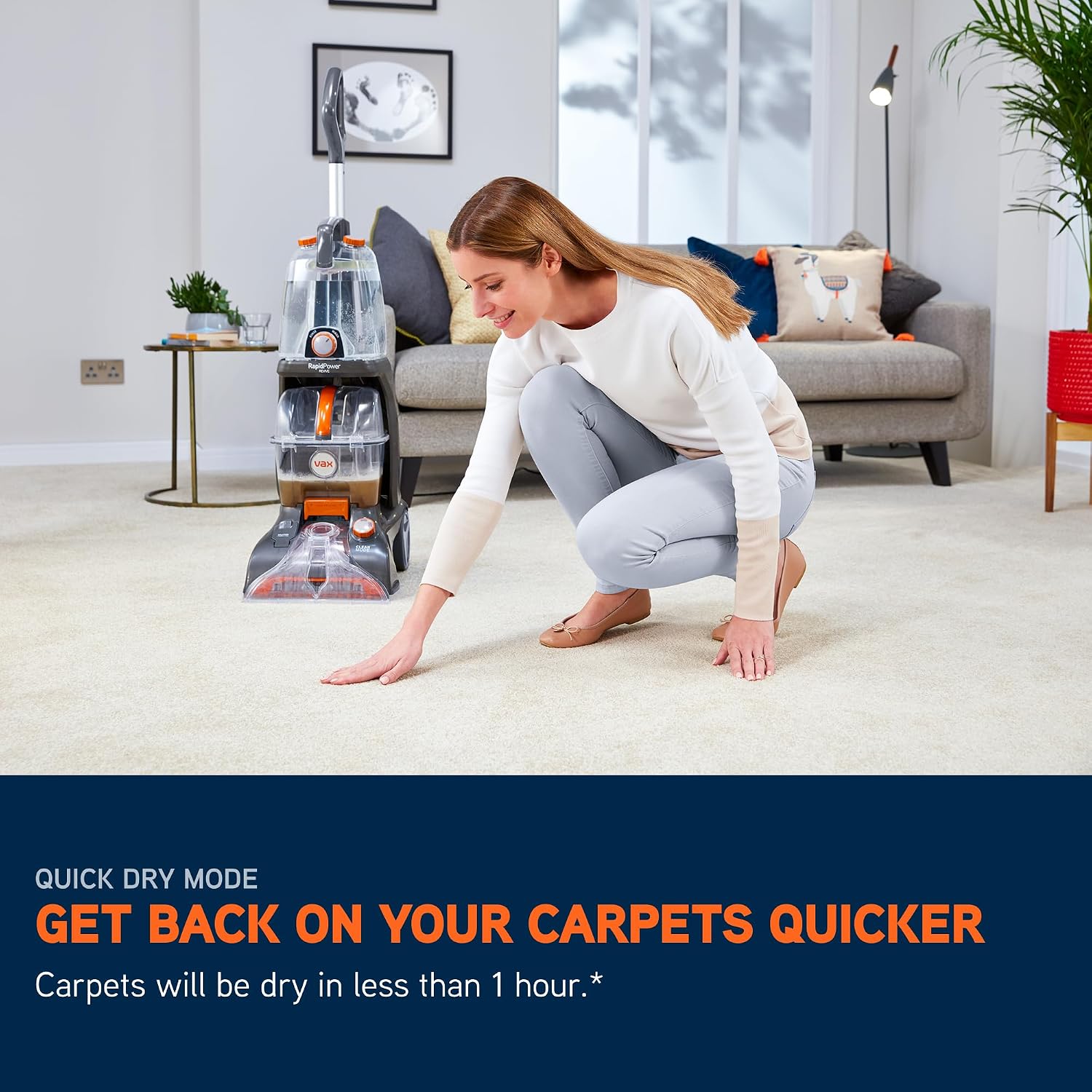 Carpet Cleaner 1200W 2.5L Extra Large Tank SpinScrub Brushes Grey