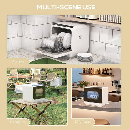 Table Top Dishwasher 6L Built-In Tank 4 Place Settings Touch Control White