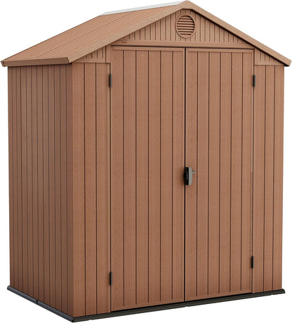 Darwin 6x4ft Double Door Garden Shed — Wood-Effect Outdoor Storage