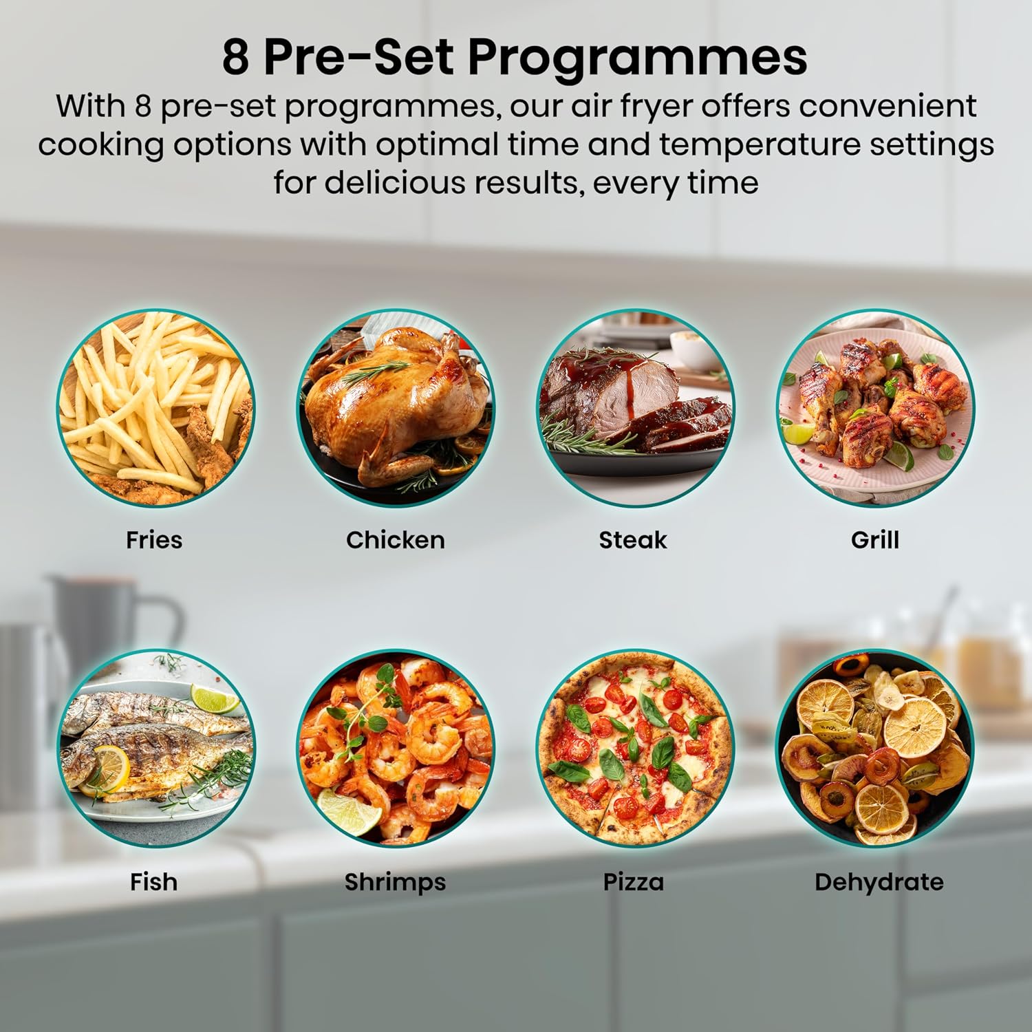 Air Fryer 11L Dual Zone 2700W Colour Touch Display 8 Functions Black
