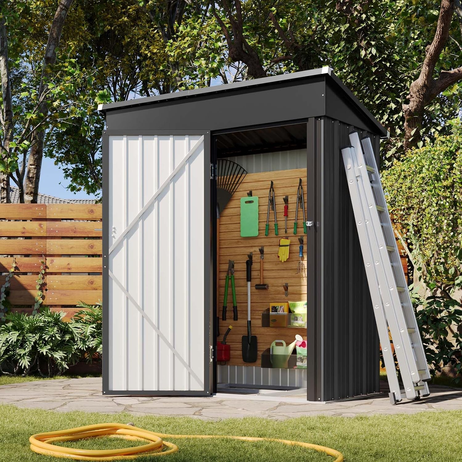 Metal Garden Storage Shed 6 X 4 Ft Brown Alloy Steel Lockable Doors