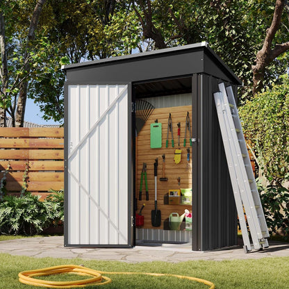 Metal Garden Storage Shed 6 X 4 Ft Brown Alloy Steel Lockable Doors