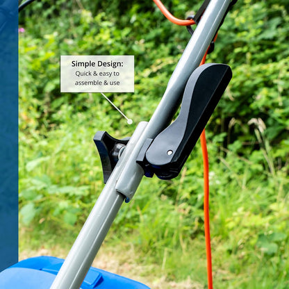 Electric Lawn Mower 38cm 1600W 40L Bag 5 Cutting Heights Blue