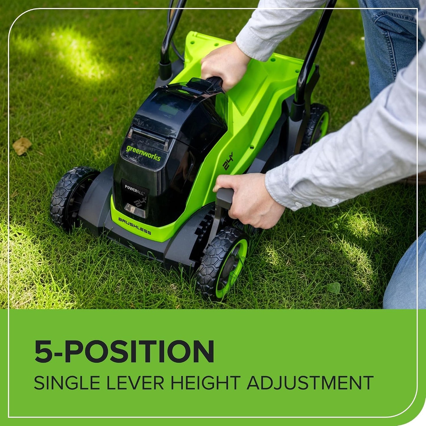 Cordless Lawn Mower 33cm 24V Brushless Motor 30L Bag 4Ah Battery