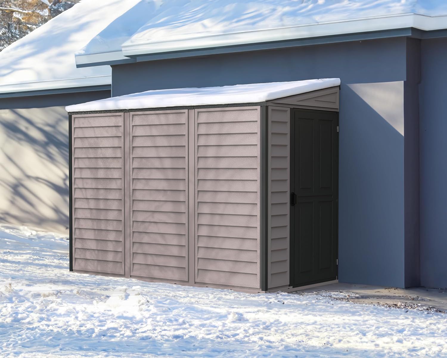 SideMate PLUS 4 x 8 Plastic Garden Shed 2.95 m² with Metal Foundation Kit Dark Grey