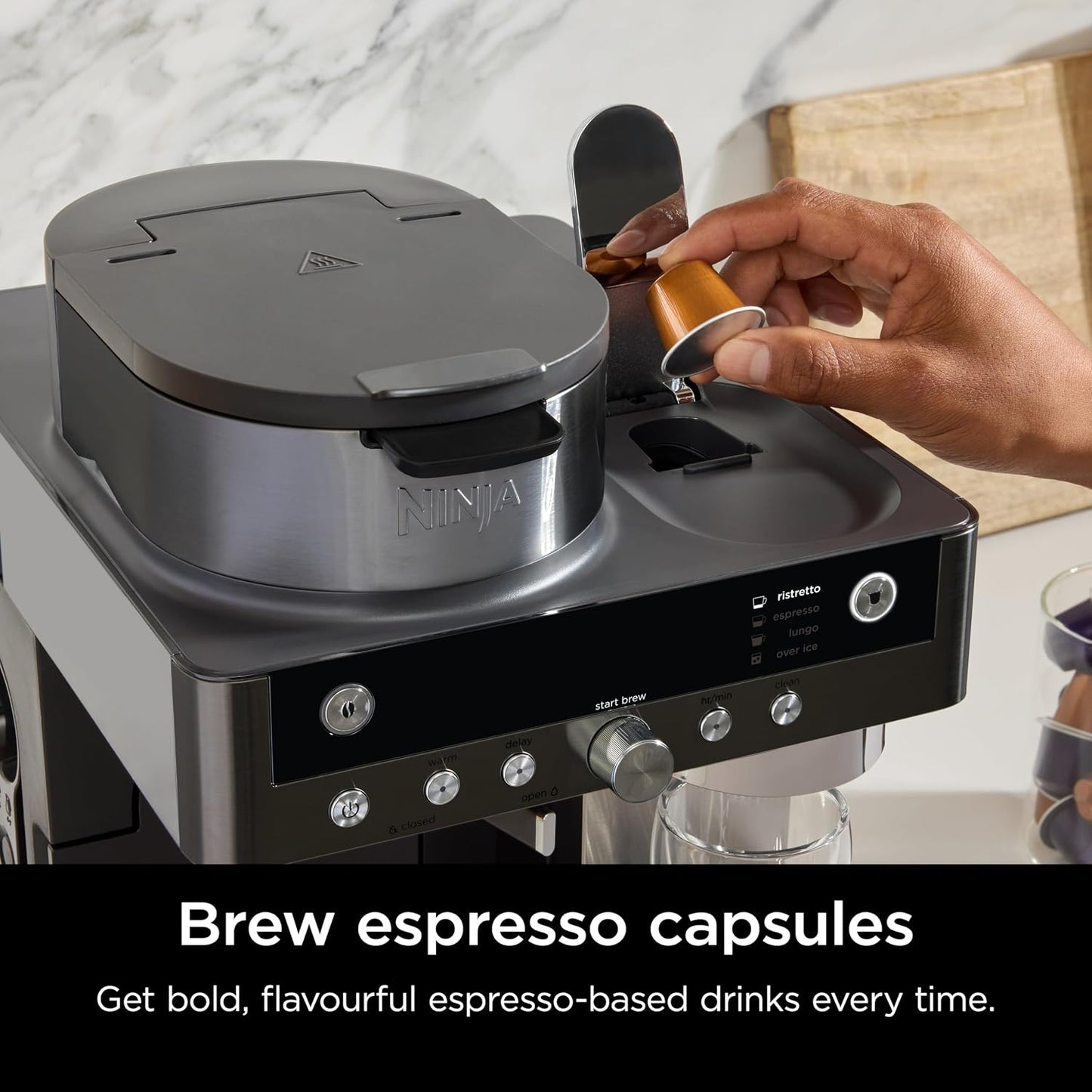 2-in-1 Filter Coffee and Pod Capsule Machine with Built-in Milk Frother 1.8L Gunmetal