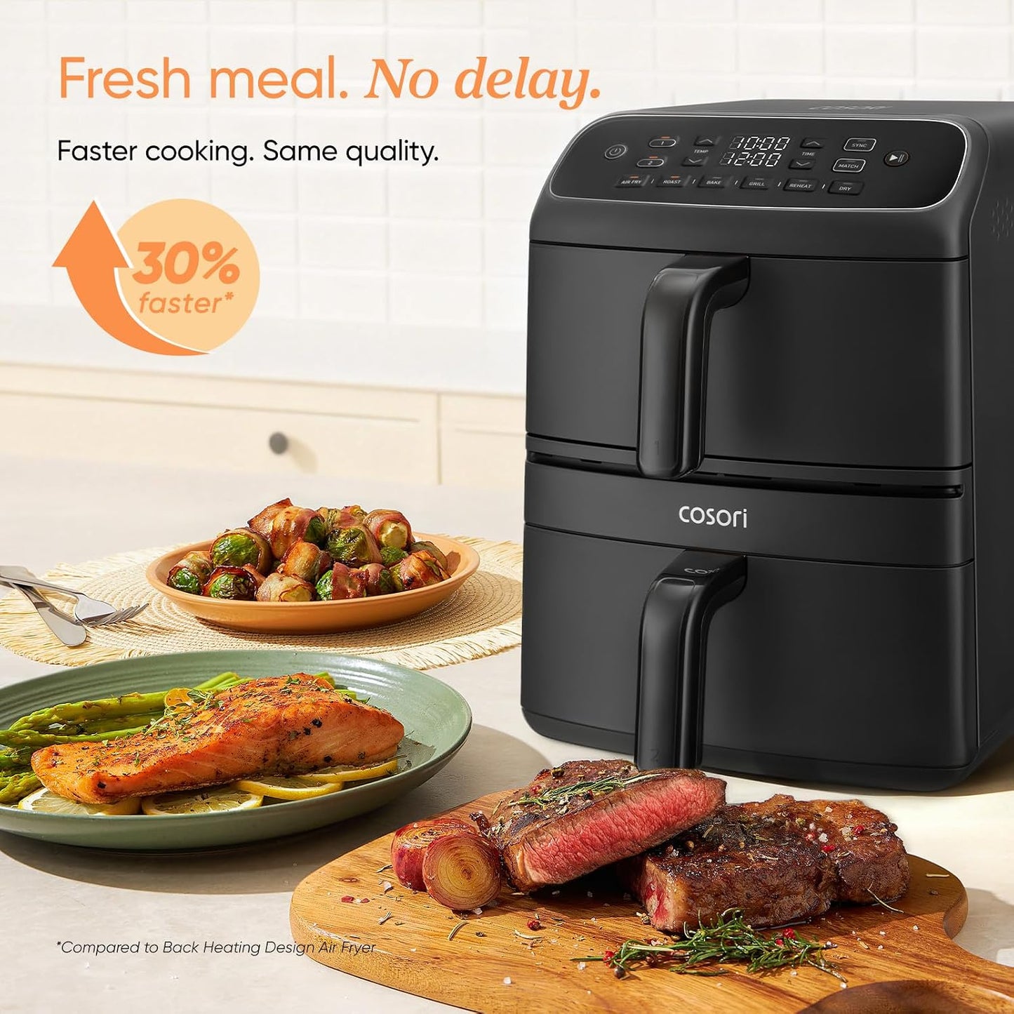 Freestanding Double Stack Airfryer 8.6L 2630W 6 Functions Black