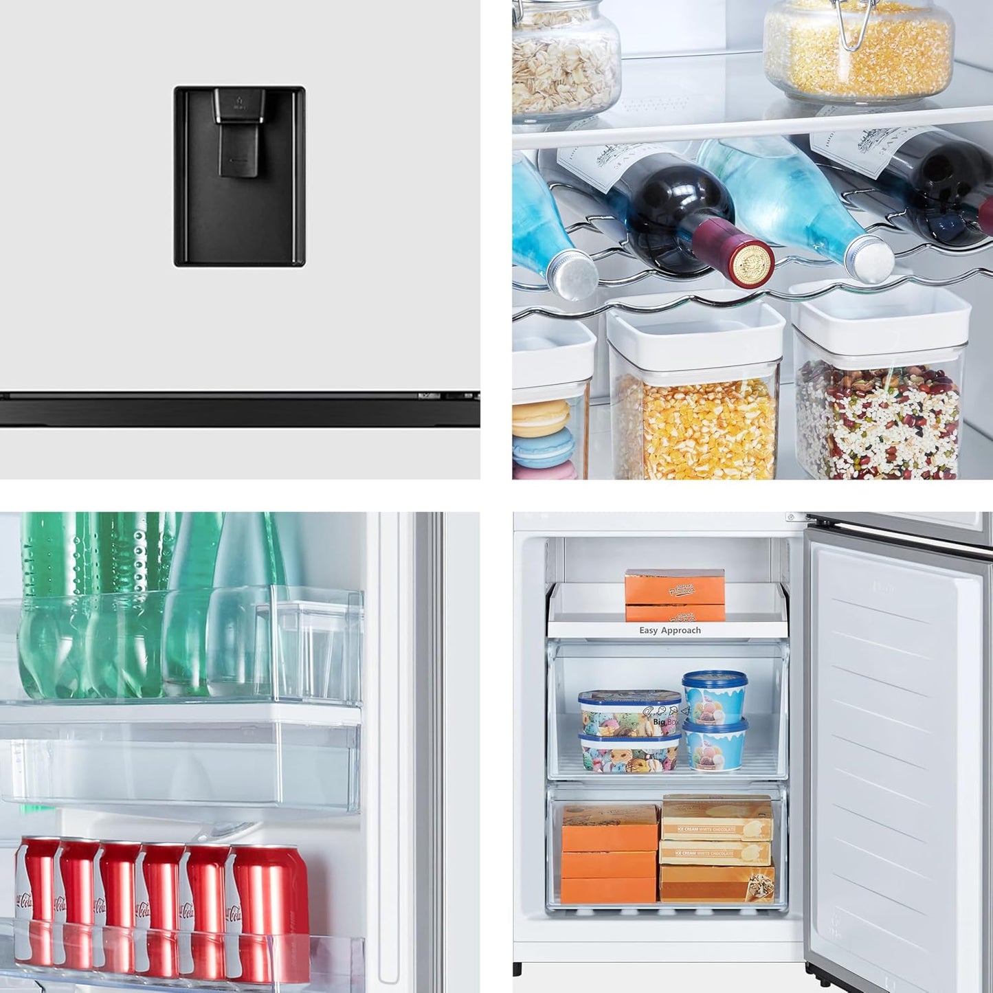 Freestanding Fridge Freezer 304L Total No Frost Water Dispenser White