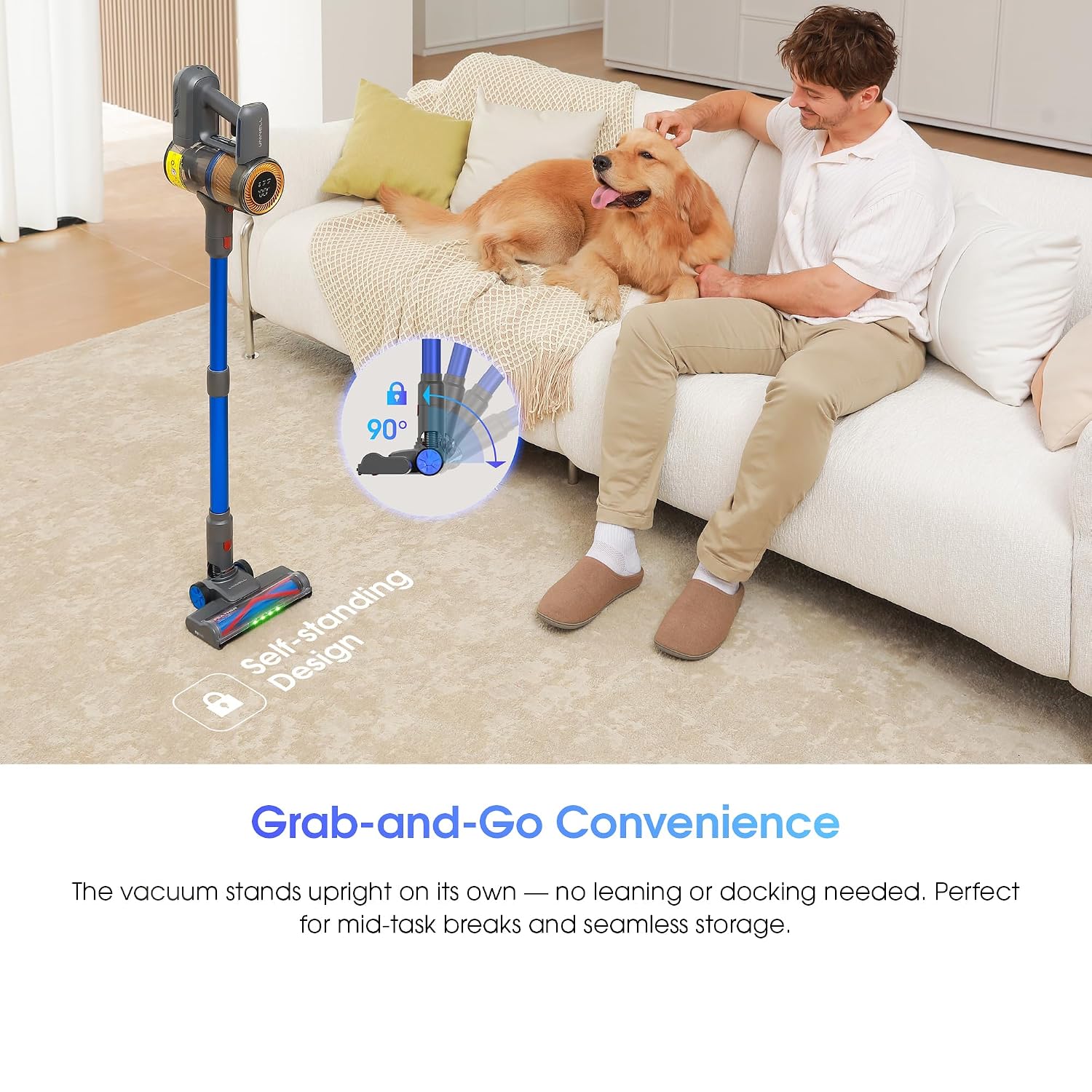Stick Vacuum Cleaner 45Kpa 450W 60Min Runtime Anti-Tangle Silver