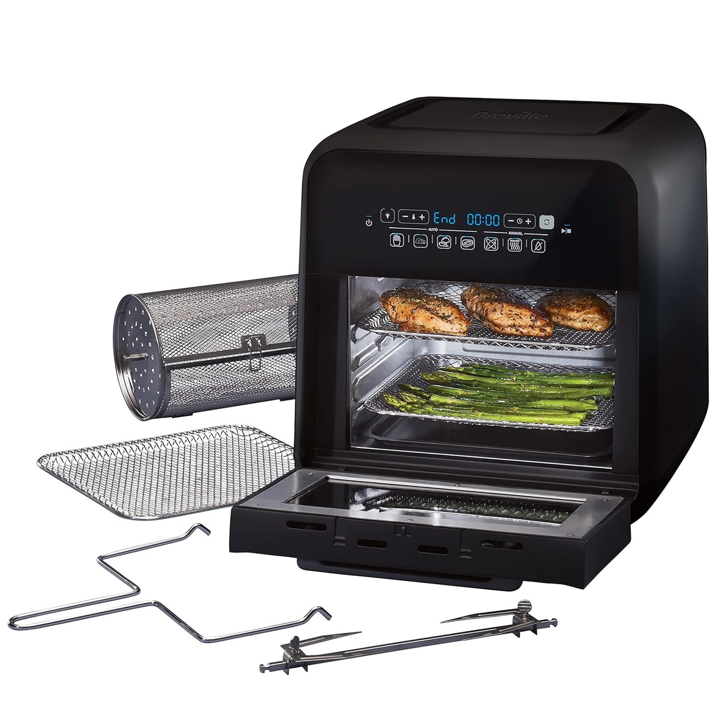 Air Fryer Oven 10L 2000W Digital Touch Fry Bake Dehydrate Black Grey