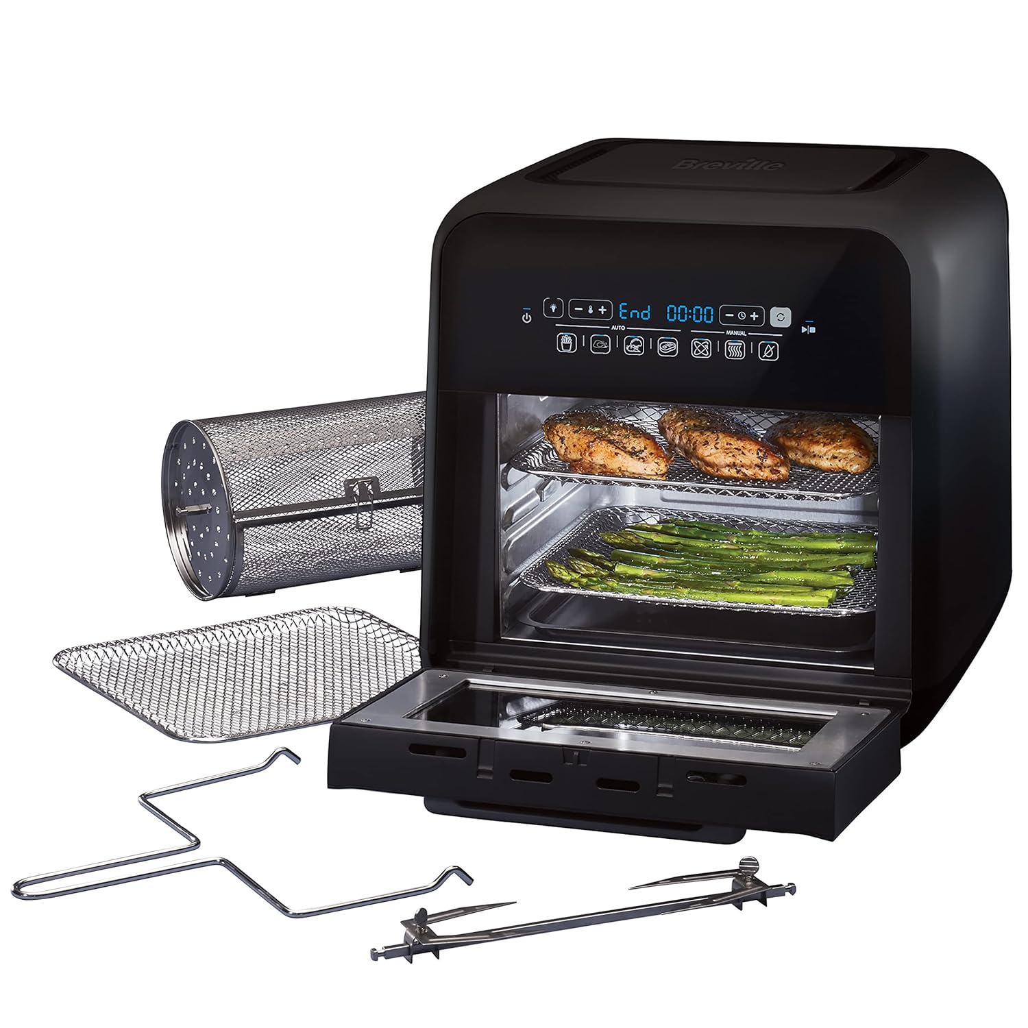 Air Fryer Oven 10L 2000W Digital Touch Fry Bake Dehydrate Black Grey