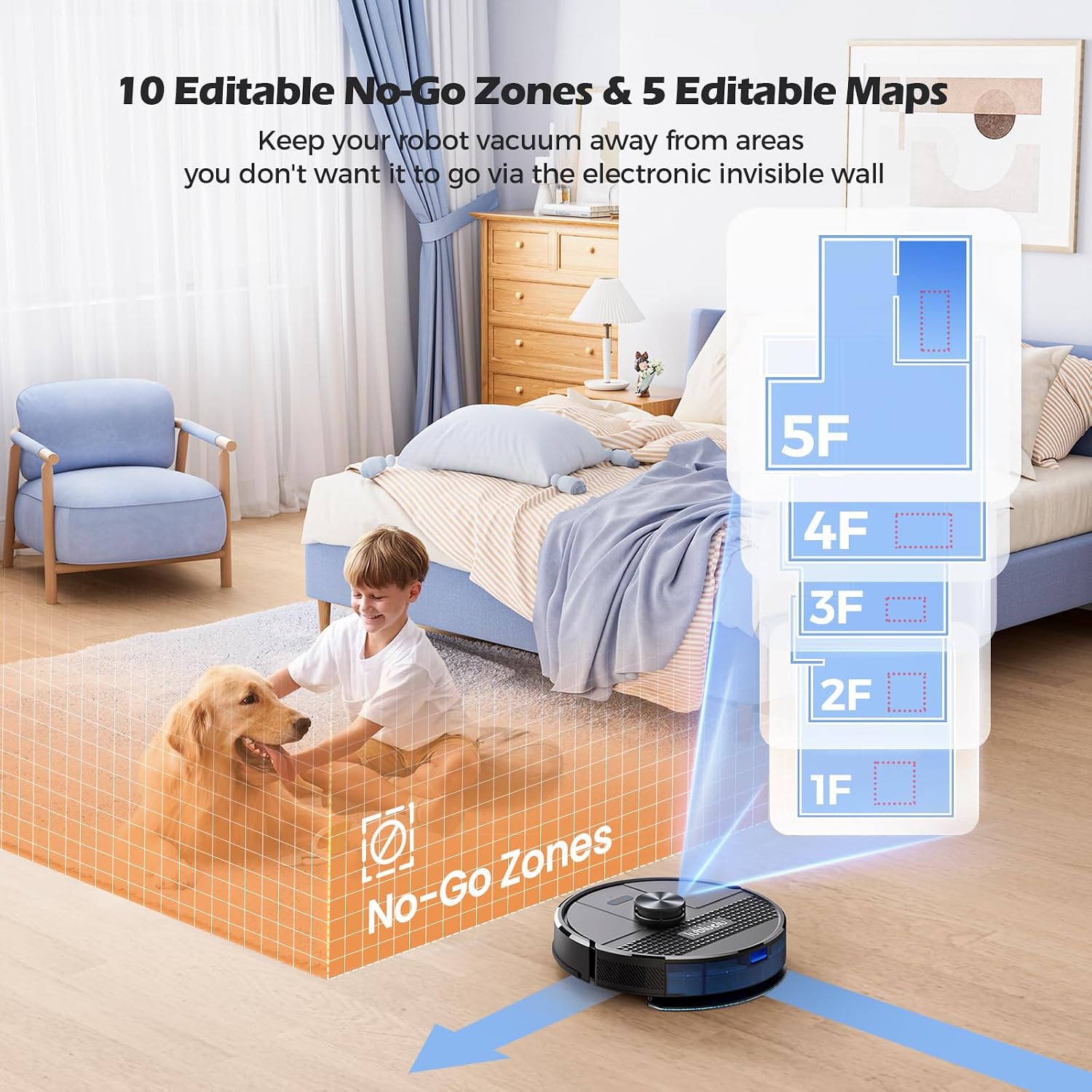 Robot Vacuum And Mop 5500Pa LiDAR Navigation 5 Maps Black