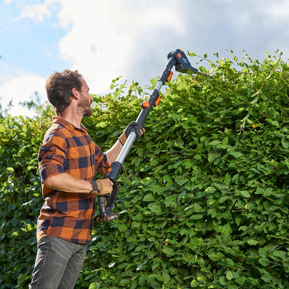Cordless Pole Hedge Trimmer 45cm 3.2m Reach 10-Position Head Black