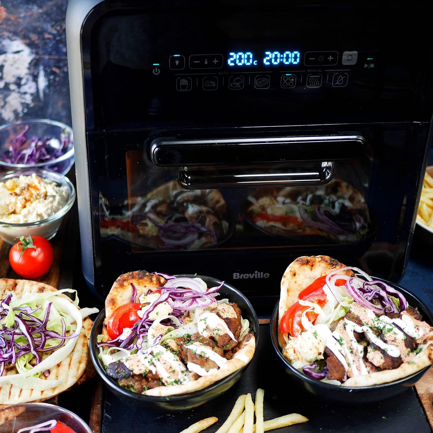 Air Fryer Oven 10L 2000W Digital Touch Fry Bake Dehydrate Black Grey