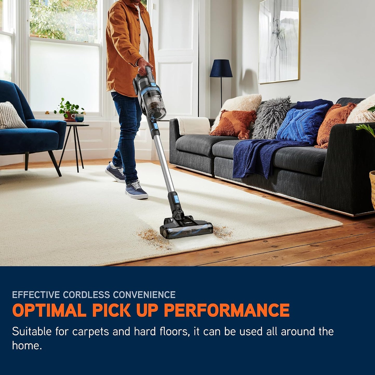 Cordless Stick Vacuum Cleaner 3.1kg 40 Minute Runtime Boost Mode Blue