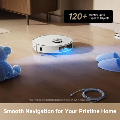 Robot Vacuum And Mop 19,000Pa Suction Obstacle Avoidance White