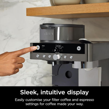 2-in-1 Filter Coffee and Pod Capsule Machine with Built-in Milk Frother 1.8L Gunmetal