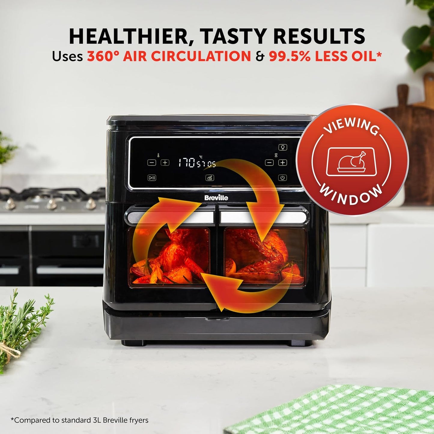 Dual Zone Digital Air Fryer 11L 2400W 10 Presets Black