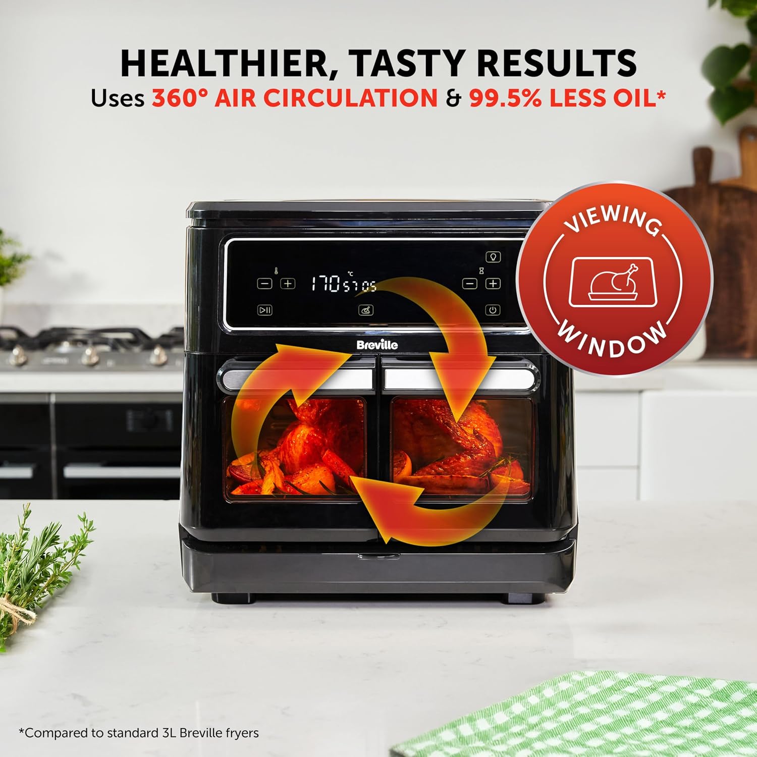 Dual Zone Digital Air Fryer 11L 2400W 10 Presets Black