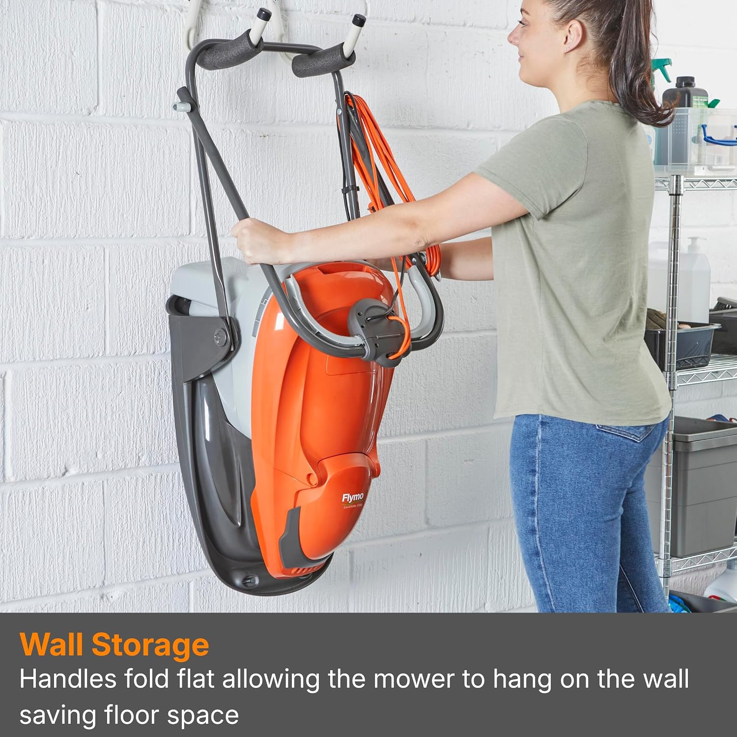 Hover Lawn Mower 33cm 1700W 20L Grass Box 4 Cutting Heights Orange Grey