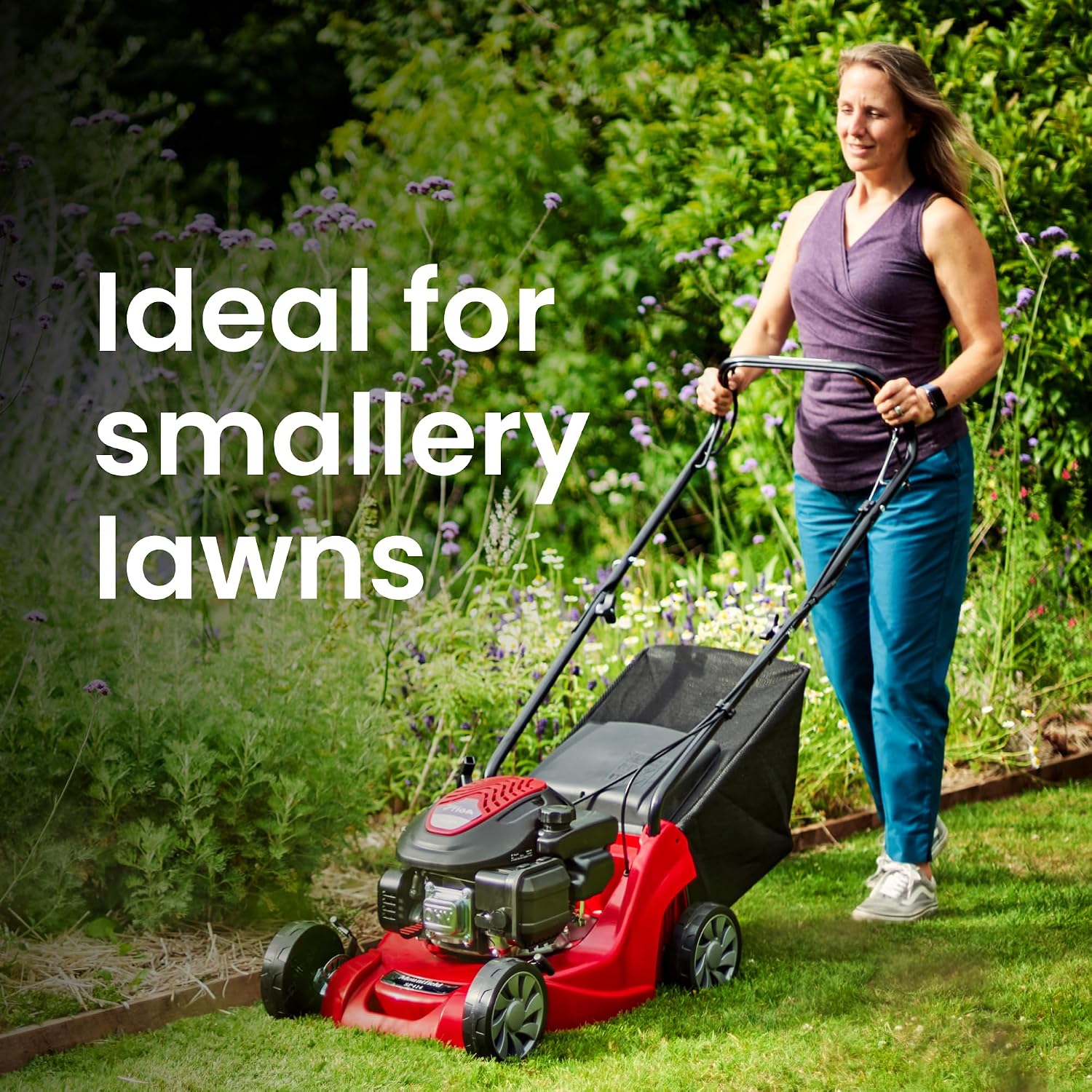 Self-Propelled Petrol Lawnmower 39cm 123cc 40L Grass Collector Red