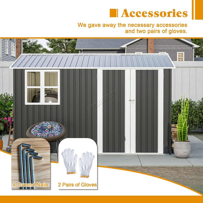 Garden Storage Shed 10 X 8 Ft Anthracite Metal Apex Roof