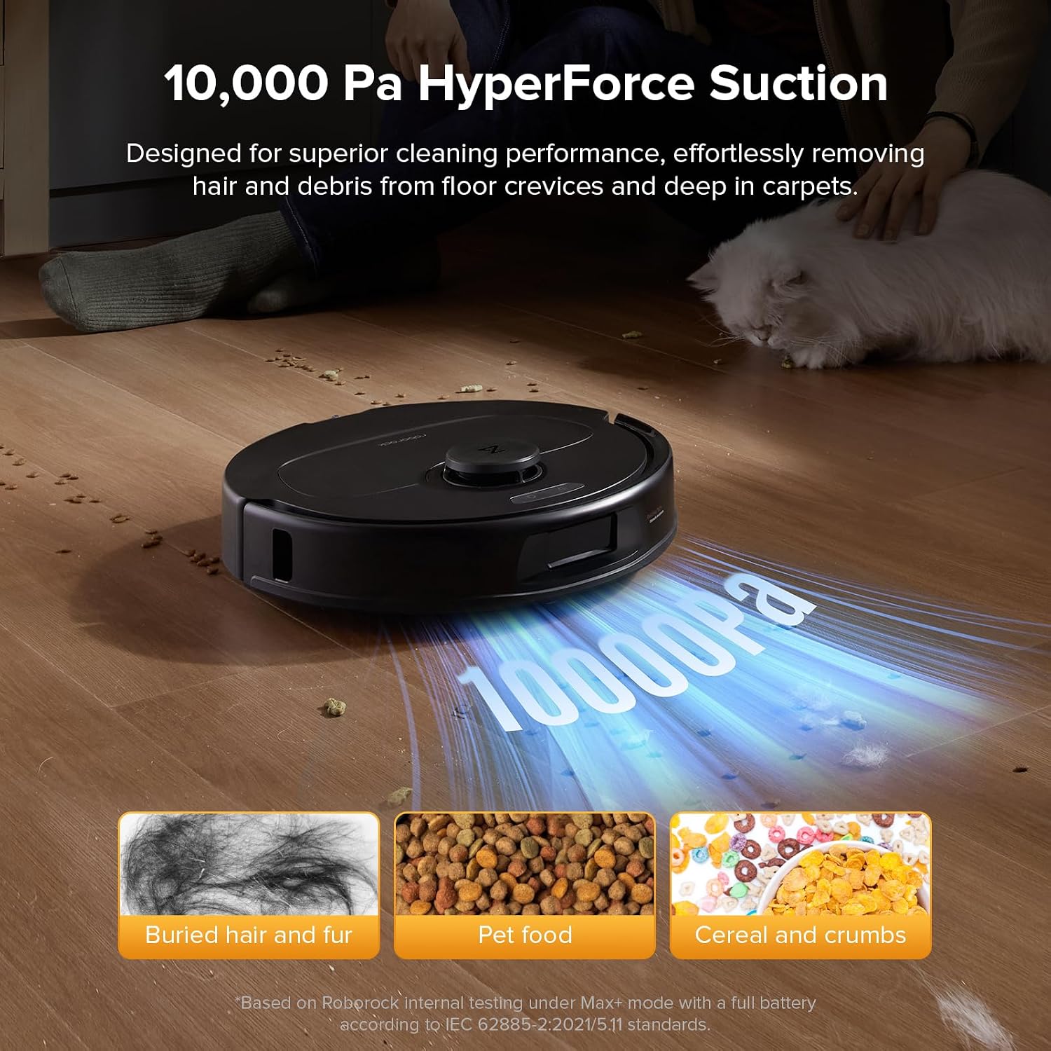 Robot Vacuum Cleaner With Mop 10000Pa Suction Dual Anti-Tangle Brushes Black