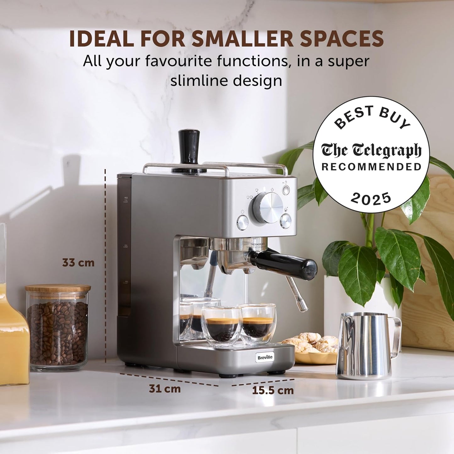 Espresso Machine 15 Bar Pump Milk Frother Silver