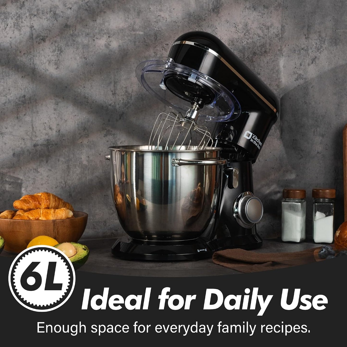 Stand Mixer 1300W 6L 10 Speeds Pulse Function Black