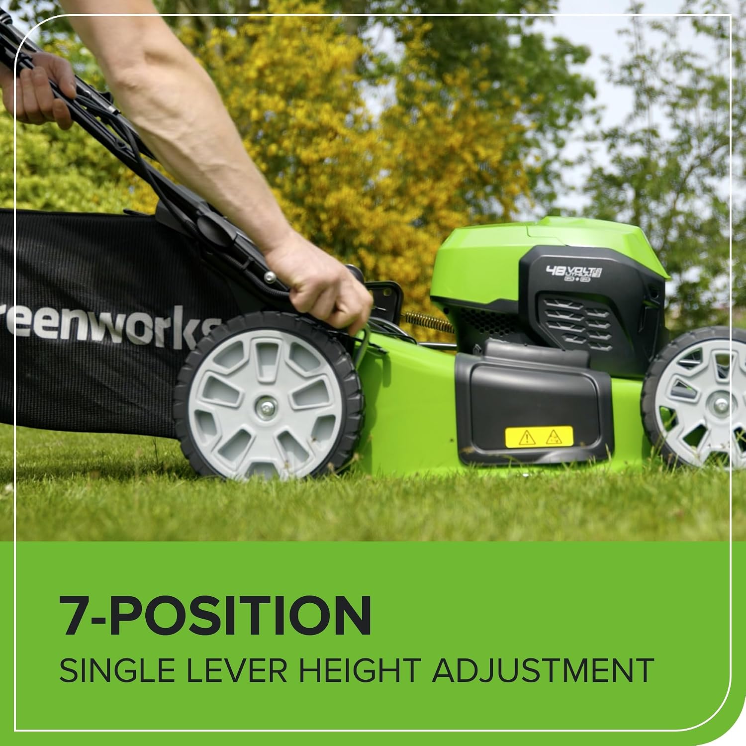 Cordless Lawn Mower 46cm 48V Self-Propelled 55L Bag 2x4Ah Batteries