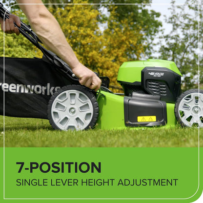 Cordless Lawn Mower 46cm 48V Self-Propelled 55L Bag 2x4Ah Batteries