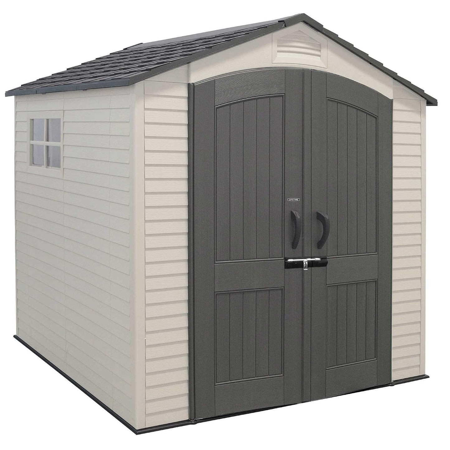 Outdoor Garden Storage Shed 7 X 7 Ft Beige Plastic Steel Frame