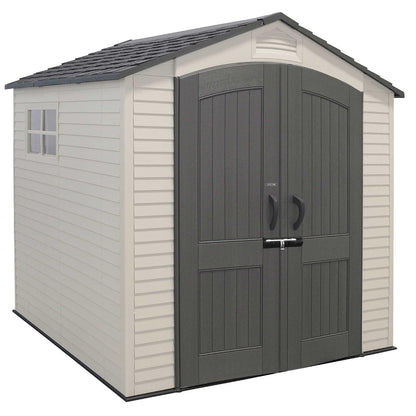 Outdoor Garden Storage Shed 7 X 7 Ft Beige Plastic Steel Frame