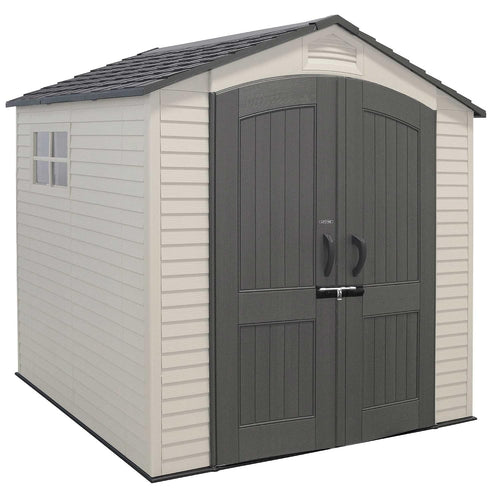 Outdoor Garden Storage Shed 7 X 7 Ft Beige Plastic Steel Frame