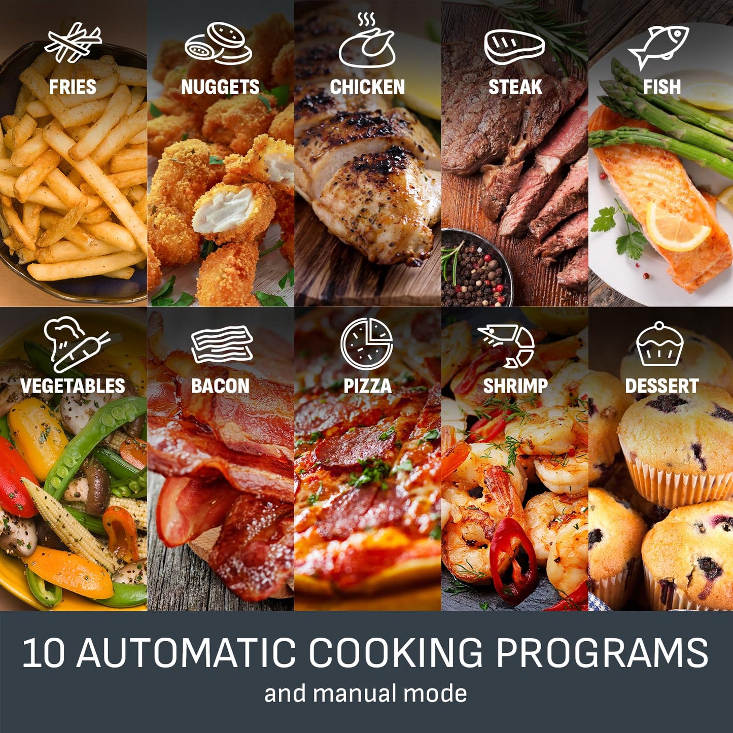 Air Fryer 5L 1500W 10 Programs Digital Touch Eucalyptus