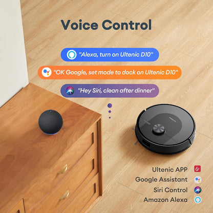 Robot Vacuum Cleaner 8000Pa LiDAR Navigation 200Mins Runtime Black