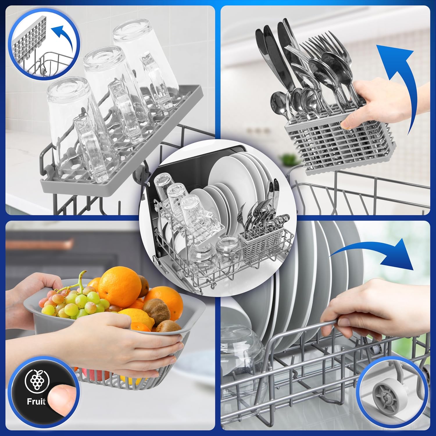 Table Top Dishwasher 5L 950W 8 Programs Black