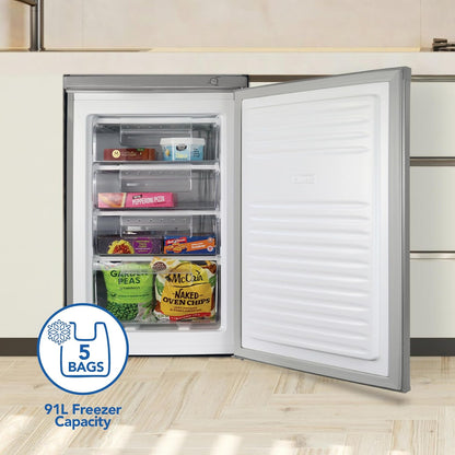 Freestanding Under Counter Freezer 91L Reversible Door Silver