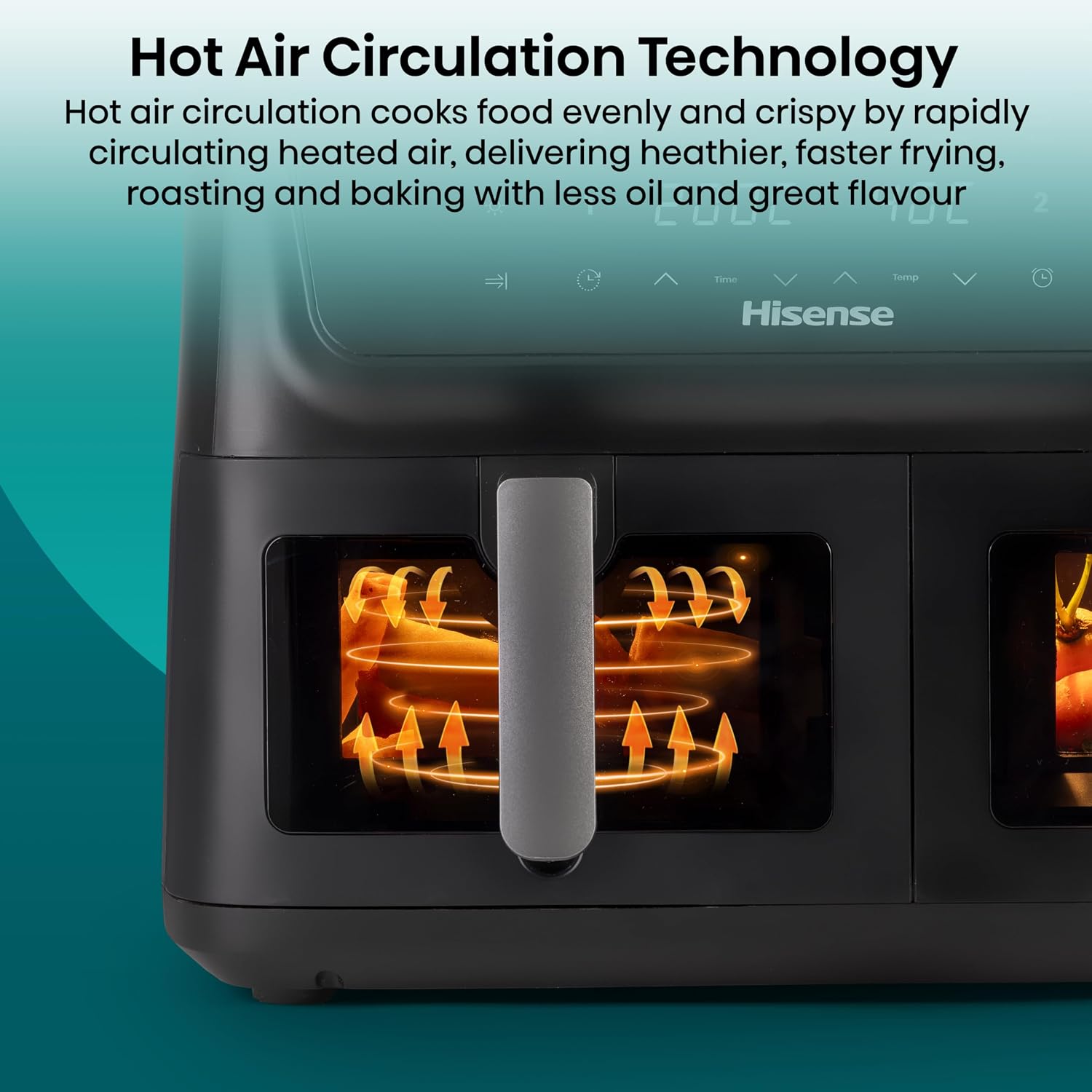 Air Fryer 11L Dual Zone 2700W Colour Touch Display 8 Functions Black
